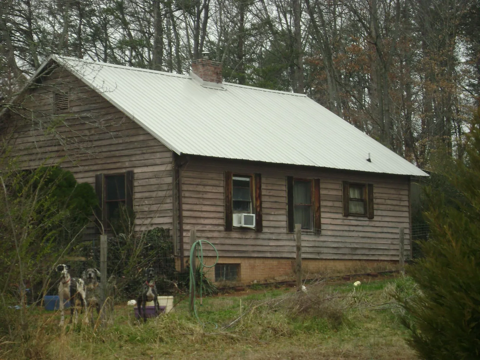 White metal roof on an old wood sided farmhouse, from a Asphalt Shingle Roof Repair job in Hicksville